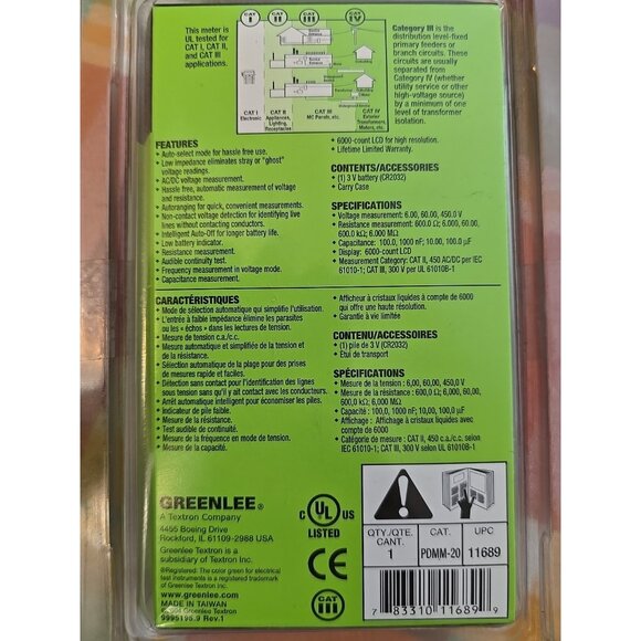 Greenlee PDMM20 AC/DC 6000-Count LCD Pocket Multimeter with Auto-Select Mode - Picture 5 of 16